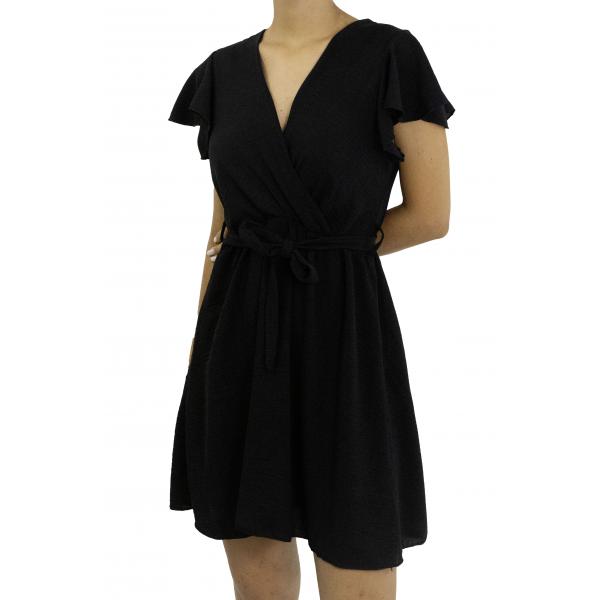 Vestito corto con fiocco scollo a V